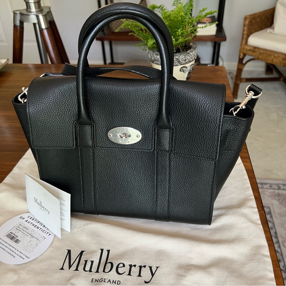 MULBERRY Classic Grain Small Bayswater in Black